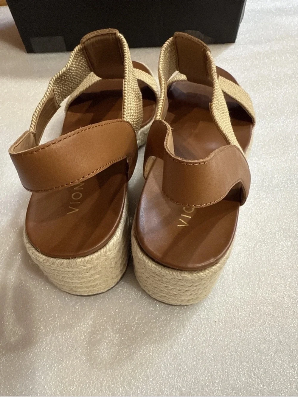 Vionic Calera Camel Leather Slingback Wedge Sandal Women's Size 12